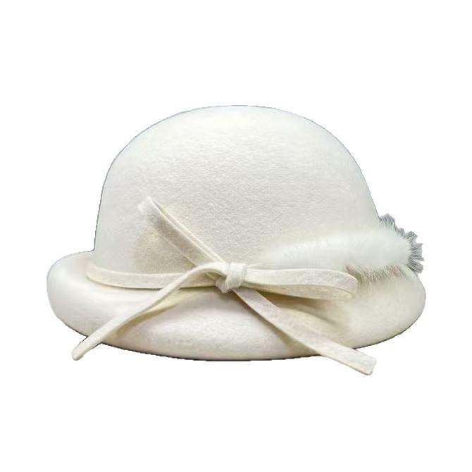 French Romantic High-quality Autumn and Winter Wool Top Hat Women's Retro Elegant Upturned Edge Basin Hat Niche Socialite Beret Hat