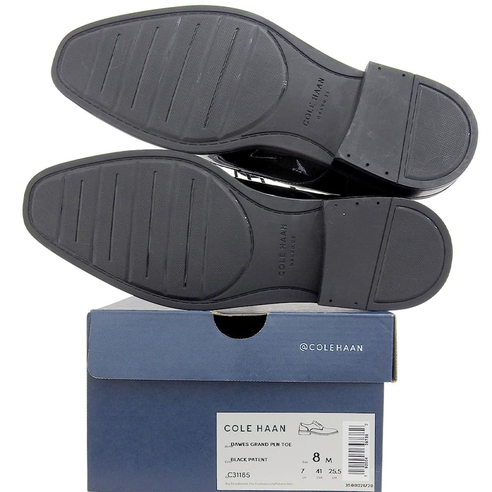 Cole Haan Dawes Grande Plain Toe Patent Leather Oxford Shoes, Men's, Black, 10", C31185 Shoes 8(US) blackUsed