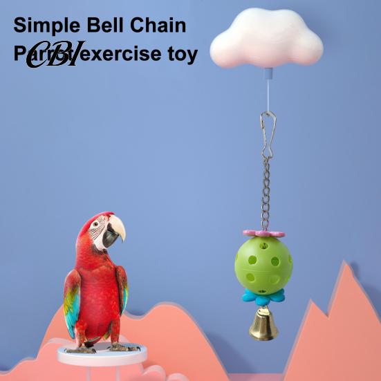 Hanging Bird Toy Parrot Foraging Ball Toy, Plastic Hollow with Bell, Cage Enrichment for Lovebird Budgie Cockatiel Conure