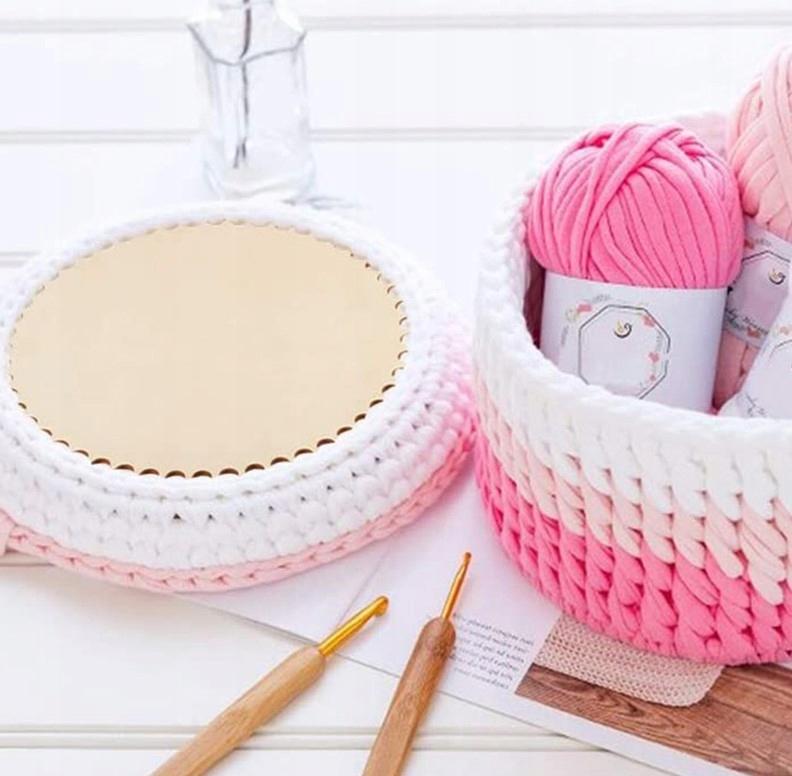 Crochet bag bottom, 15cm circle. Wooden base for basket. Circle base.