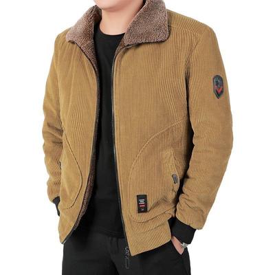 New Coat Men's Winter Thickened Velvet Loose Large Size Corduroy Cotton Coat Casual Corduroy Lapel Jacket