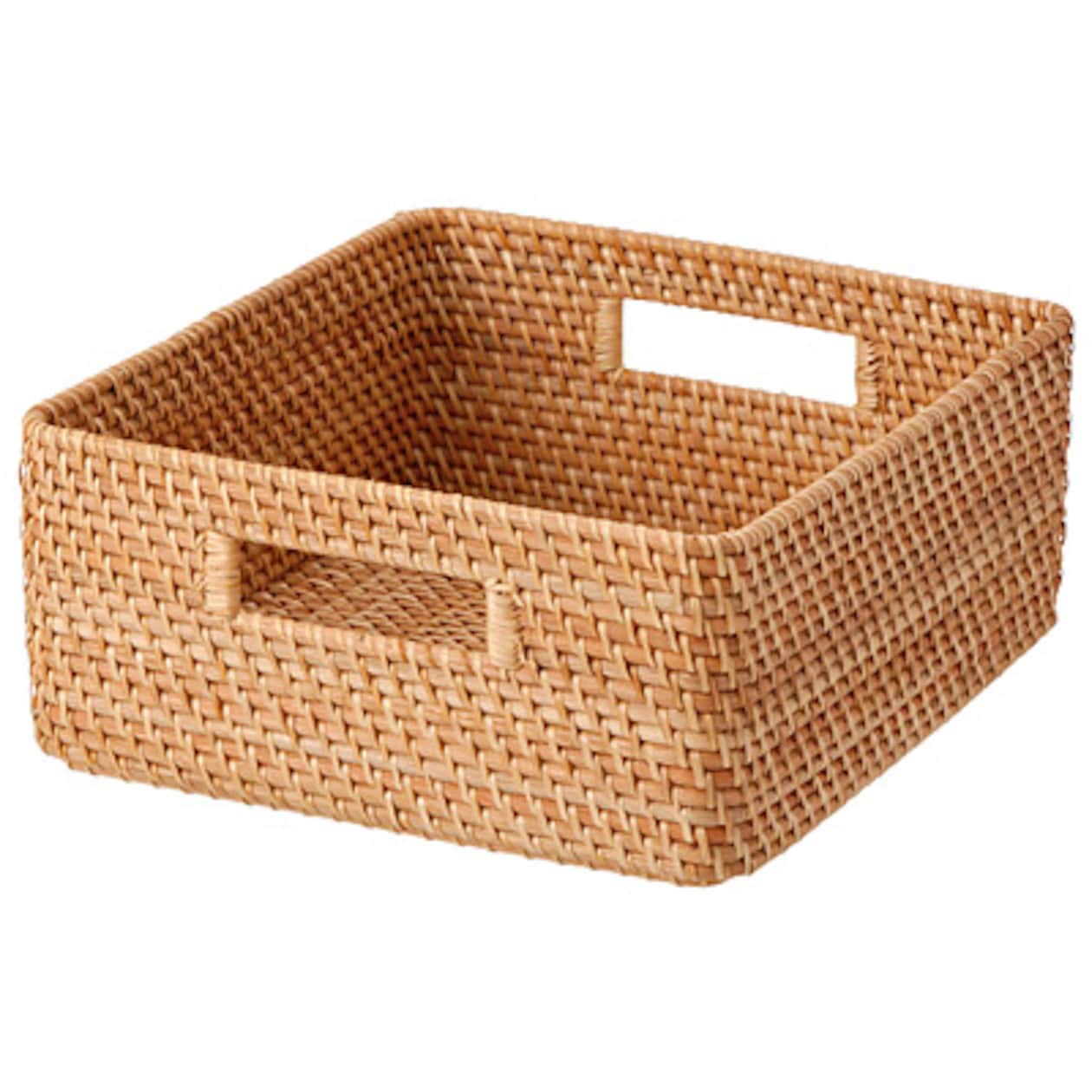 

MUJI Плетеная квадратная корзина среднего размера, штабелируемая, 35 см Ш x 36 см Г x 16 см В 18021833 Корзина Корзина, (В) Прибл.