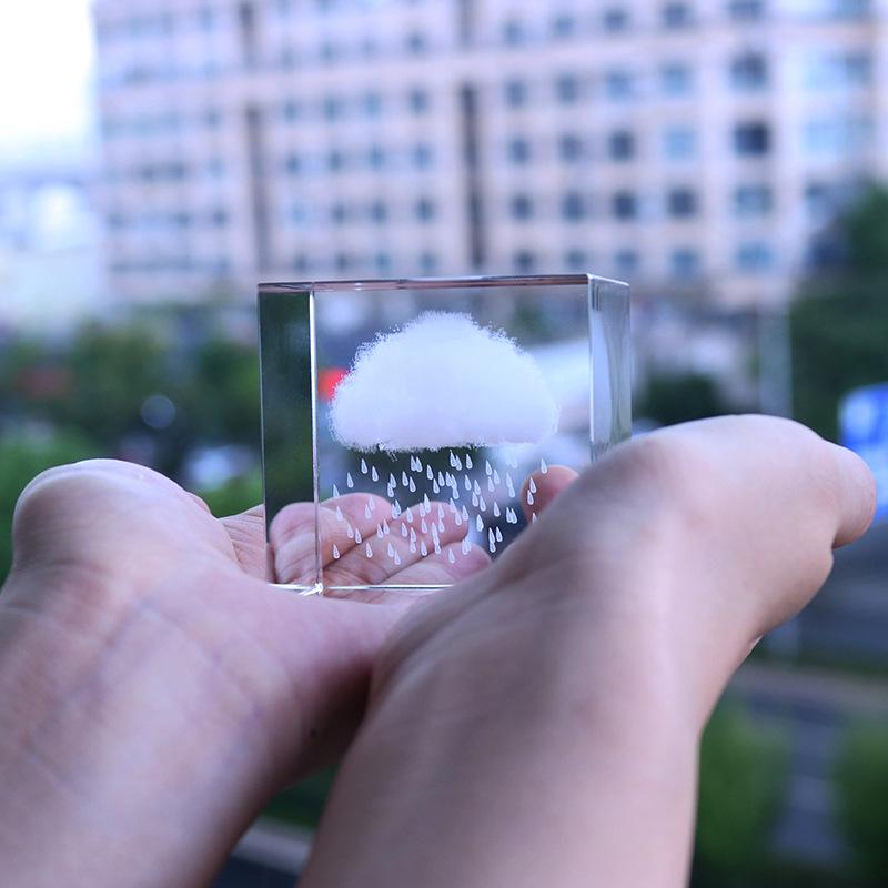 Rainy Cloud Crystal Desk Ornament: Mood-Boosting Gift for Girls