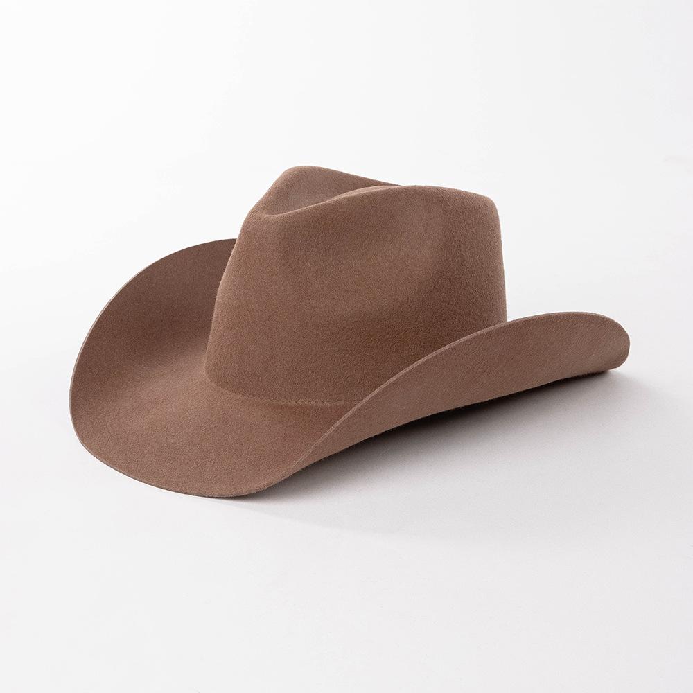 Chapeau de cowboy automne et hiver nouveau chapeau de cowboy en feutre de laine blanc chapeau jazz mode décontractée européenne et américaine chapeau de cowboy bouclé