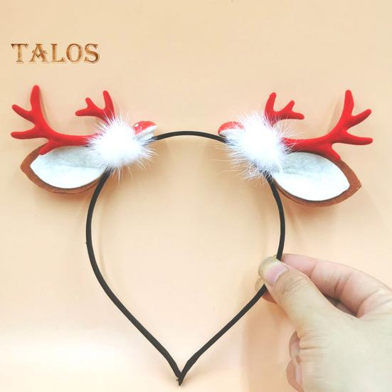 Realistic Deer Antlers Headband Adults Kids Soft Fabric Durable Construction Reindeer Design Christmas Hair Hoop