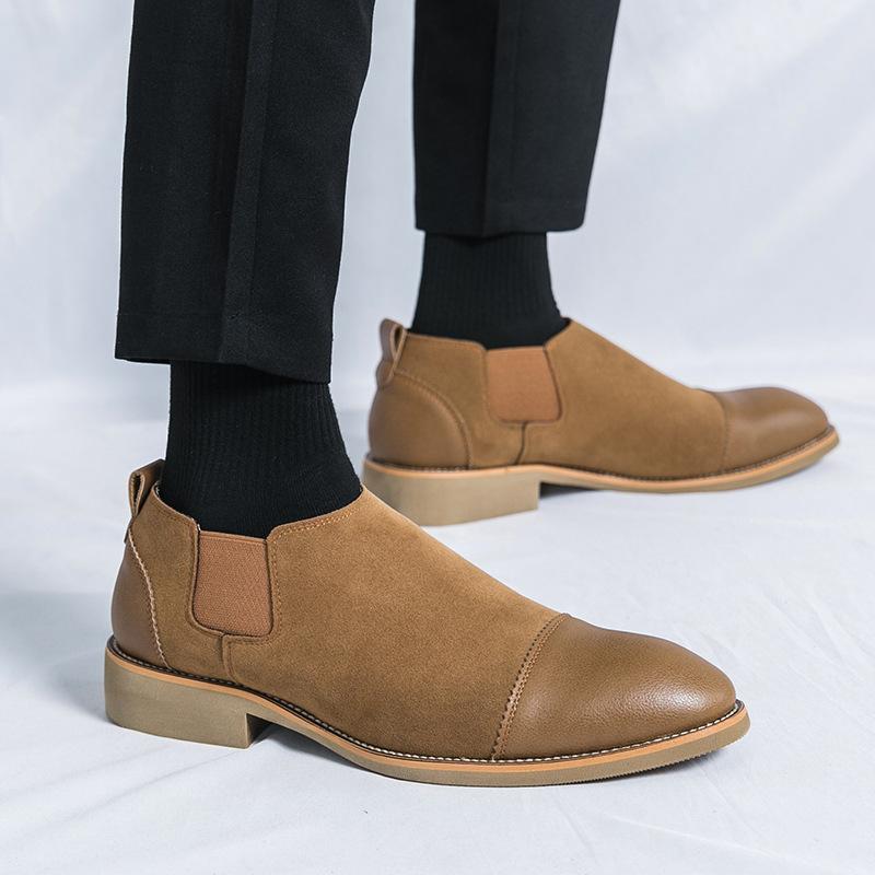 Men's Shoes Large Size Suede Casual Shoes Men's Autumn and Winter New Leather Shoes Men's One-pedal Short Boots Men's Martin Boots