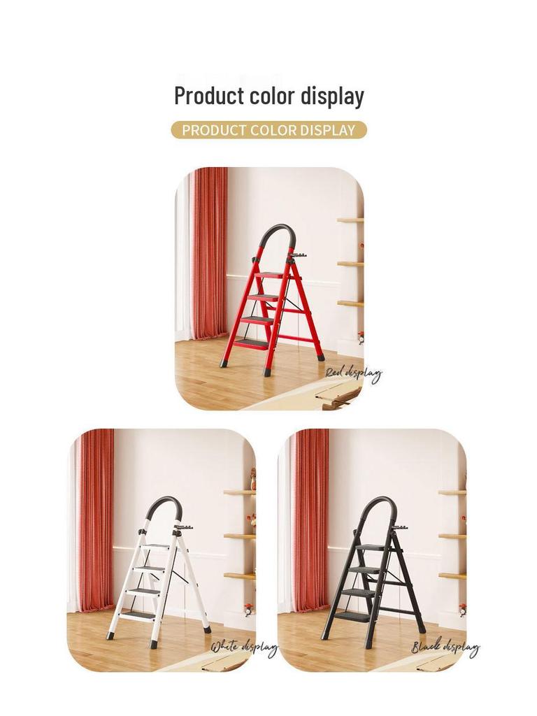 Folding Indoor Multifunctional Telescopic Ladder: High-Carbon Steel, Portable, Thickened Herringbone Design