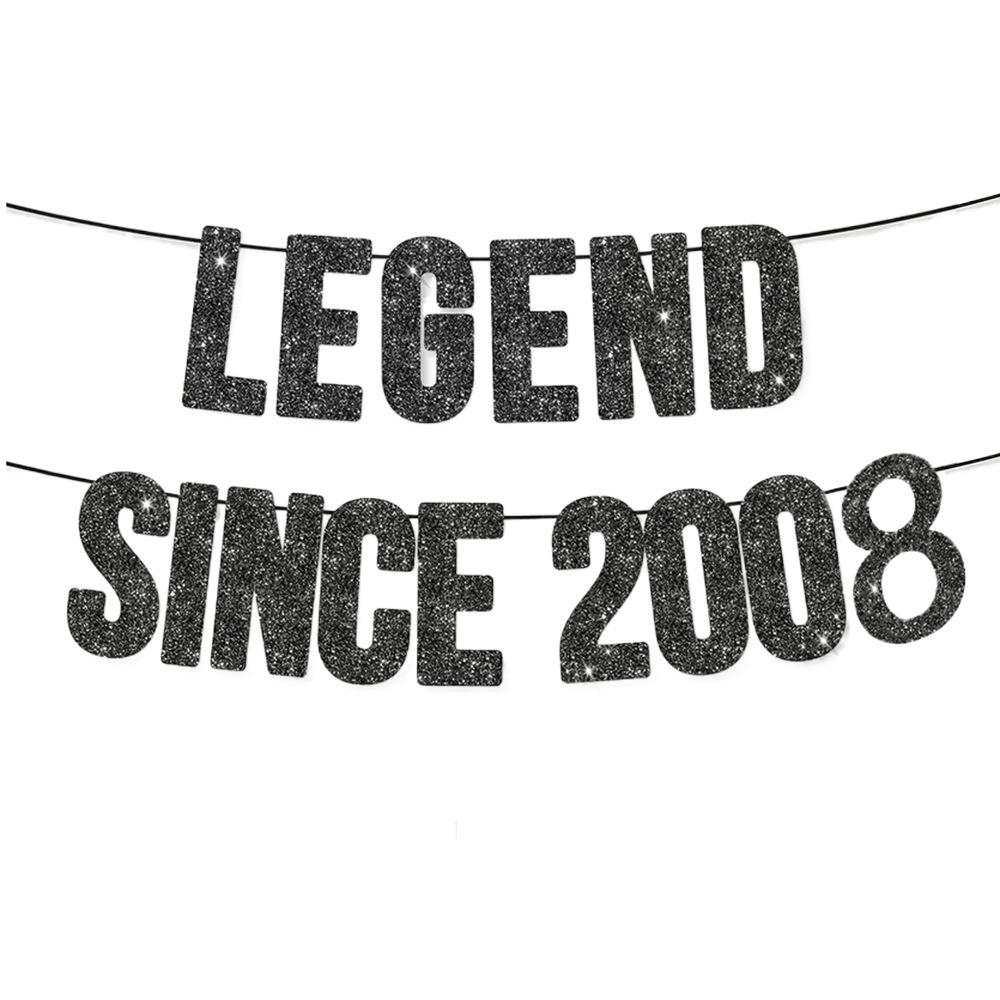 Legend Since 2008 - La Qi 18th Birthday Bunting Banner Decoration чёрный