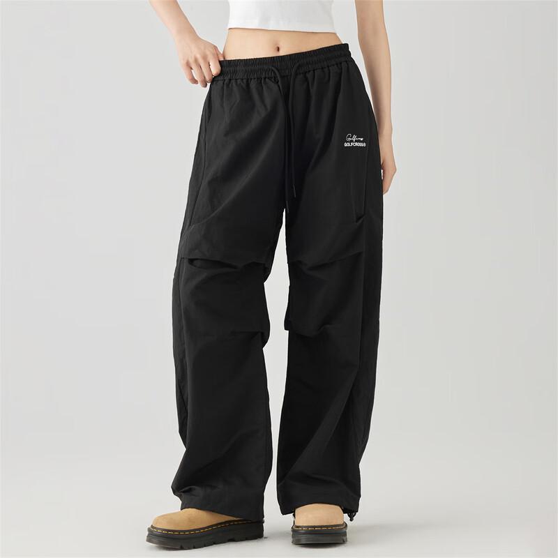 GOLFCROSS Unisex Pleated Letter Embroidery Drawstring Workwear Pants