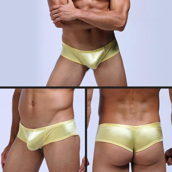 Men Solid Color Low Rise Sexy U Convex Bulge Pouch T-Back Thong Briefs