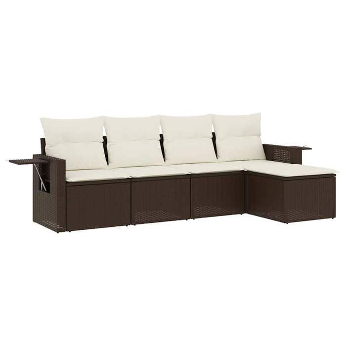 VidaXL Salon de Jardin avec Coussins 5 pcs, Canapés de Terrasse, Ensemble de Meubles de Patio, Mobilier d'Extérieur, Marron 3220092