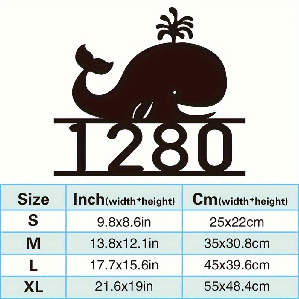

Modern Metal Whale Wall Decor, Rustic Farmhouse House Number Sign, Durable Address Plaque for Porch, Christmas Art Gift 25cm