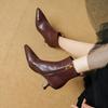 Fashion 2024 Autumn Winter Women Boot Genuine Leather Short Boots for Women Fashion Pointed Toe Med Heels Ladies Shoes Modern Boots