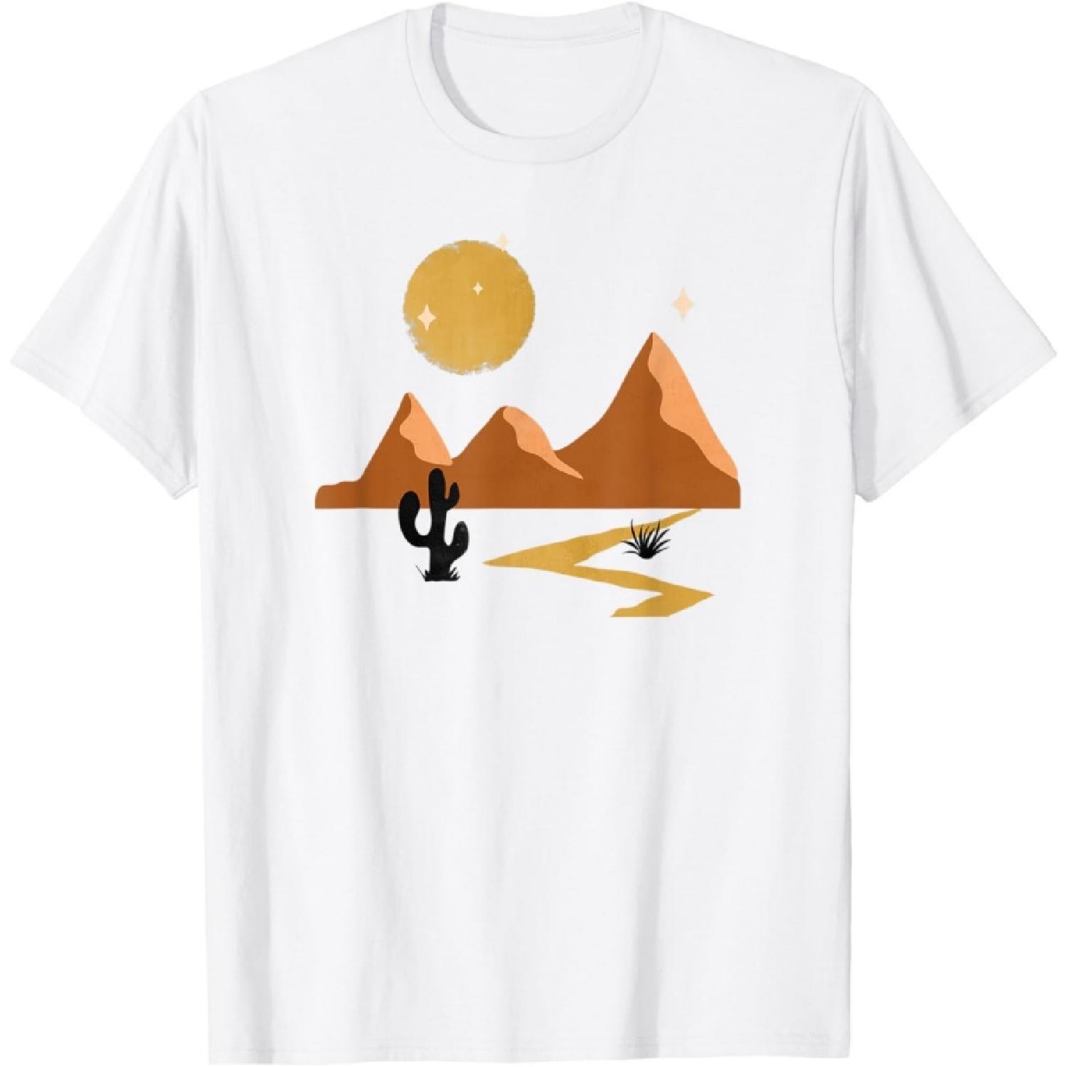 Boho Desert Mountains Cactus Sun Western Landscape Arizona T-Shirt XXXXXL белый