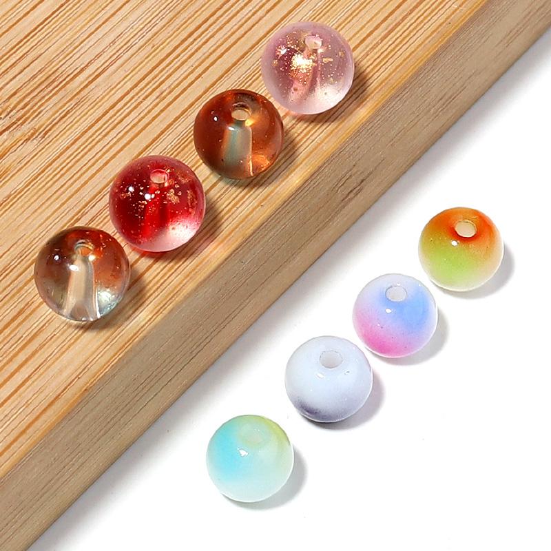 50Pcs Shiny Round Glass Beads 8mm Multicolor Lampwork Loose Spacer Beaded For Jewelry Making DIY Crafts Bracelet  Accessories