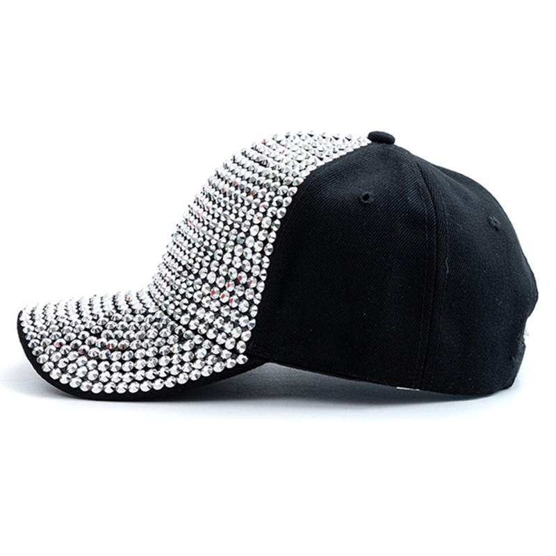 Nueva gorra con incrustaciones de diamantes para mujer, gorra de béisbol sencilla y sencilla, ajustable, informal, ropa de calle para exteriores, sombrero de moda
