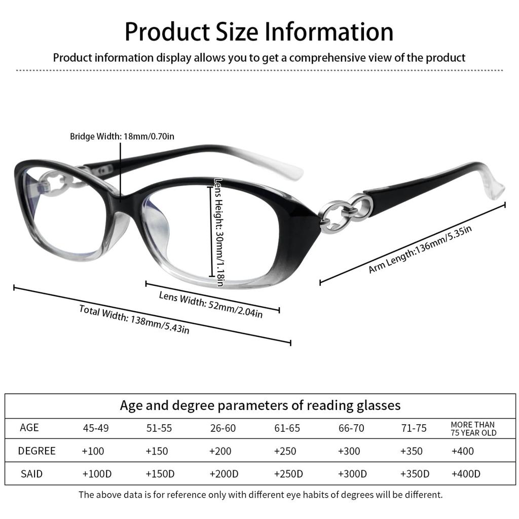 3 Pack Reading Glasse for Women Blue Light Blocking HD Lens Fashion Reader