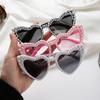 Fashion Pearl Love Heart Sunglasses Women's Large Frame Bling Glasses Wedding Party Decorative Sunglasses Y2K Couple Sun Glasses