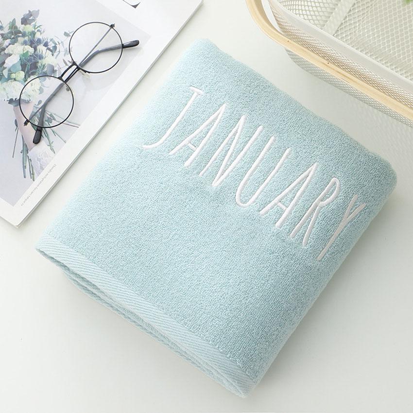 

100% хлопок полотенца набор полотенце для лица банное полотенце 3 цвета 12 месяцев буквы вышитые ванная комната современный для взрослых детей Toalla de cara December&2pcs синий