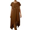 Women's Fashion Casual Comfortable Stitching Button Decoration Color Dress
