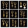 Golden Exquisite Sword Cross Star Hoops Earring Fashion Natural Shell Stainless Steel Earrings For Women Men Accessories Jewelry