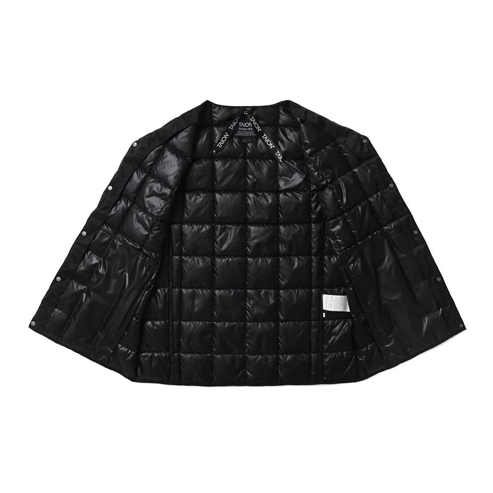 TAION Button Inner Down Size XL Men's V-Neck Vest, Black, TAION-001,