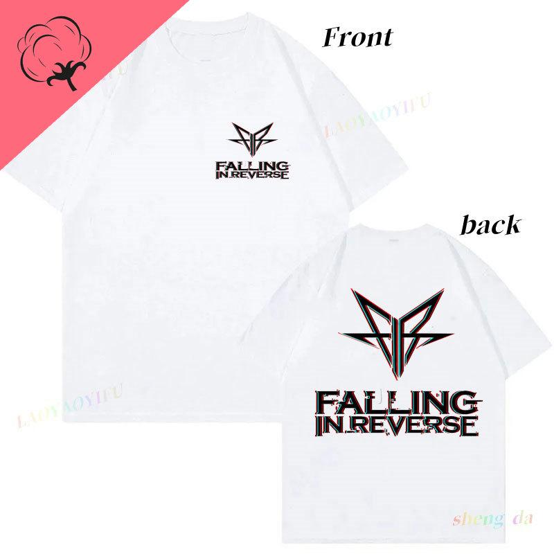 

100 Cotton Double Side Pattern Printed Camisa Falling in Reverse Rock Band T Shirt Vintage Casual Gothic Women Clothes 3XL