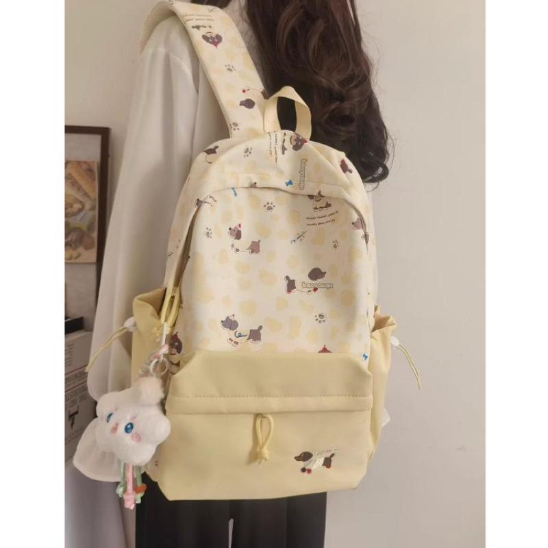 Schoolbag wholesale fashion new female college style cute print color matching backpack small middle school college student schoolbag women's backpack