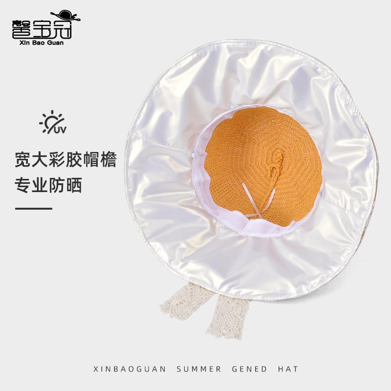 Summer lace streamer bow bucket hat small daisy big brim sun hat outdoor versatile beach sun hat