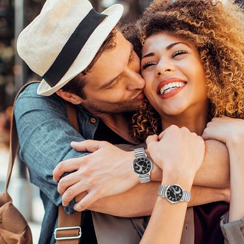 Stylish Couple's Watches, Heart Design, Silver: Analog Display, One Size Fits All, Quartz Movement, Leisure, Business, Couple's Fashion Accessory - Pe