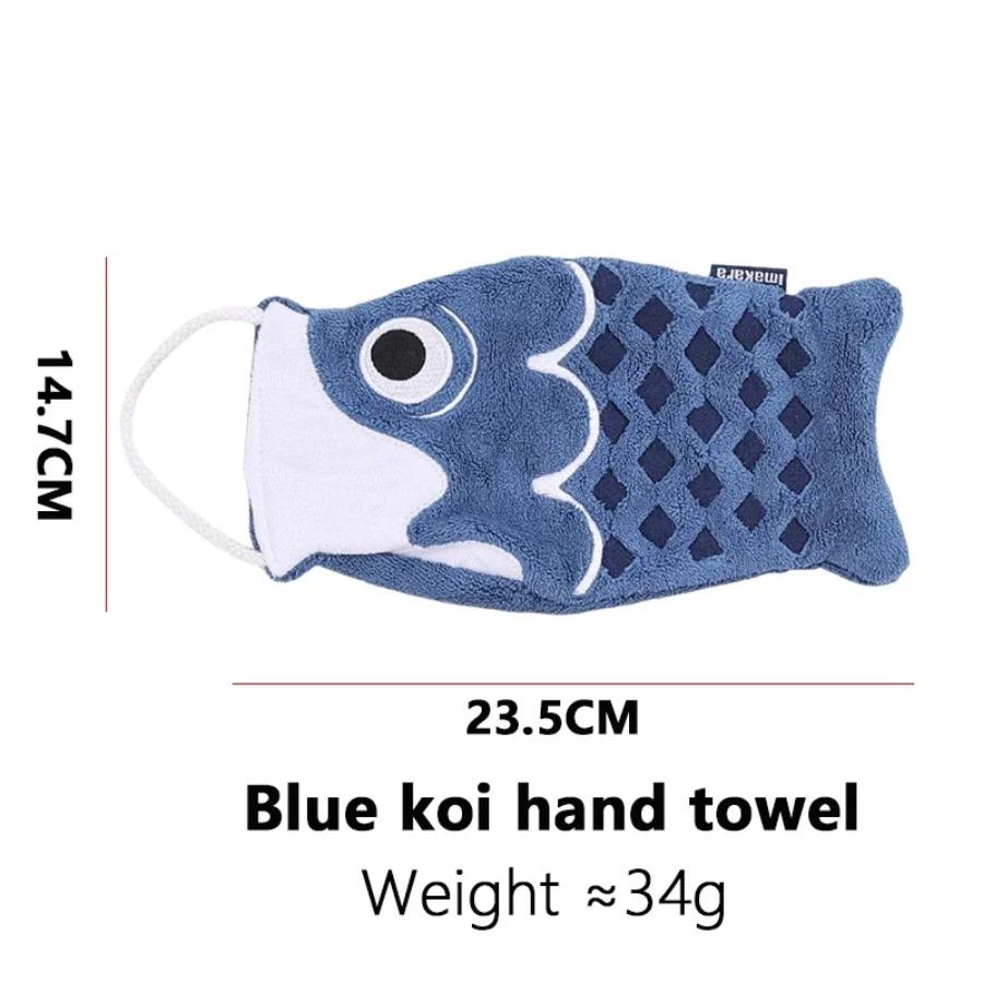 Cute Cartoon Koi Form Hanging Hand Towel Household Bathroom Children's Super Absorbent Handkerchief Square Kitchen Hand Towel