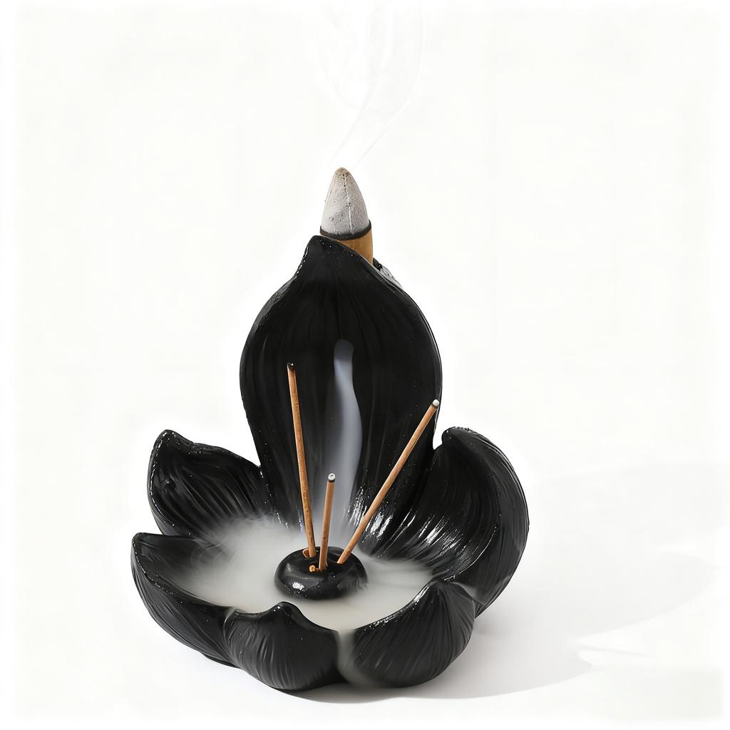 1Pc Lotus Seat Backflow Incense Resin Craft Diffuser Multifunctional Home Decor Suitable for Yoga and Meditation Send