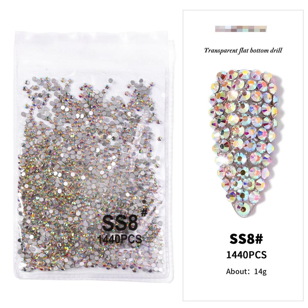 Nail Art Flat Bottom Drill Transparent Drill Ab Drill Nail Drill Diy Nail Ornament Nail Art Ornament Rhinestone
