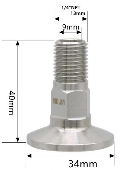 1/4" 3/8" 1/2" 3/4" 1" -4" NPT Male X 0.5" 0.75" 1.5" 2" -4" Tri Clamp Connector Pipe Fitting 304 316L Stainless Steel Sanitary