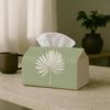 2D Flat, 1pc Pack, Napkin Box, Multi-Functional Tissue Organizer, Easy Design with White Palm Leaf Pattern, Suitable for Holiday Home Decor, Kitchen,