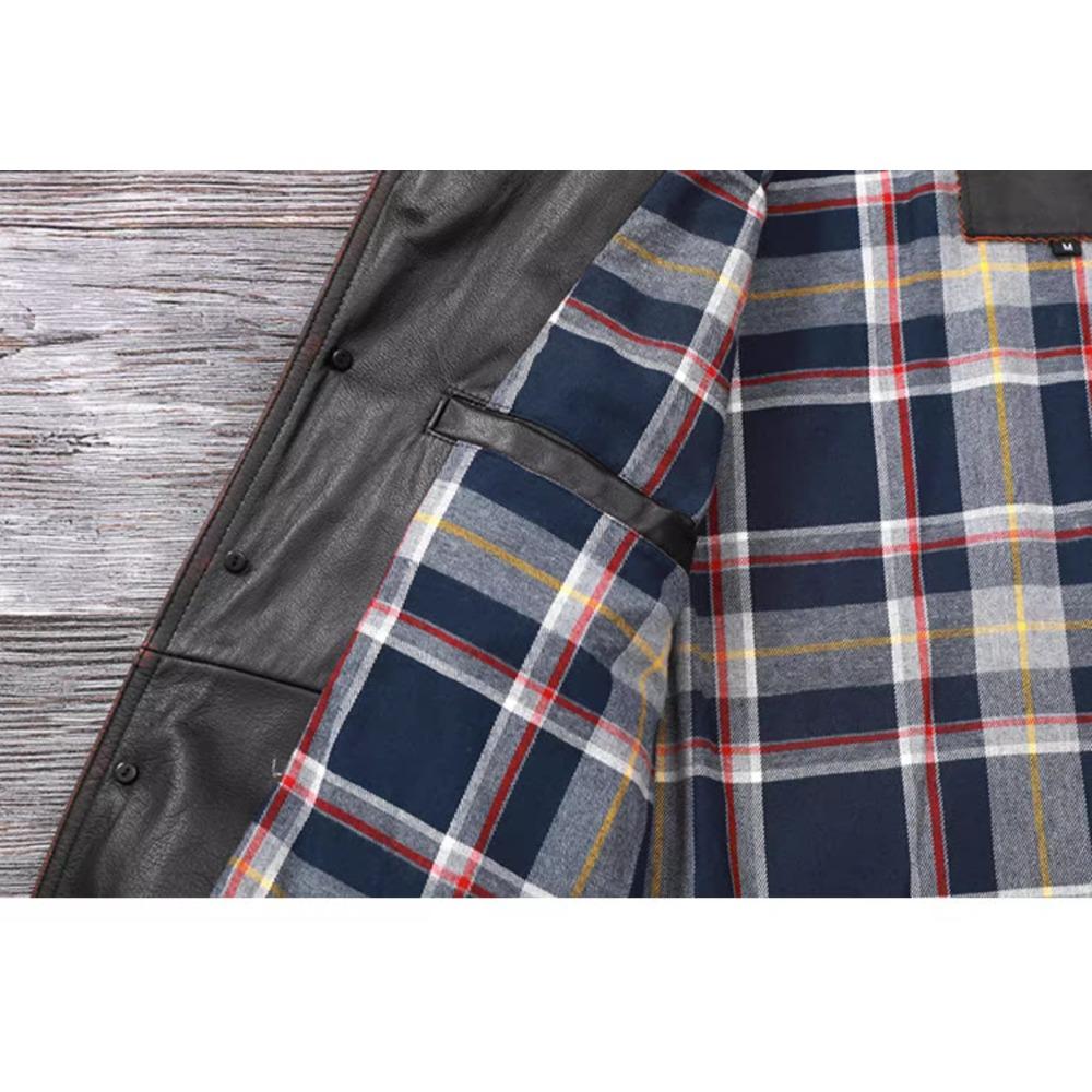 Giacca lunga da uomo in vera pelle, taglia cinese, classica, nera, in pelle di mucca, casual, in tessuto di pelle