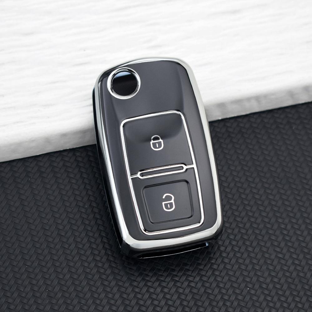 Tpu Car Key Case For Volkswagen Vw Polo Golf Passat Tiguan Beetle Caddy 2/3 Buttons Key Cover For Skoda Octavia Seat Leon Altea