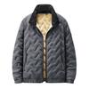 Men Cotton Jacket Autumn Winter Thick Warm Plush Lining Stand Collar Zipper Pocket Long Sleeves Casual Regular Fit Solid Color Male Casual Coat