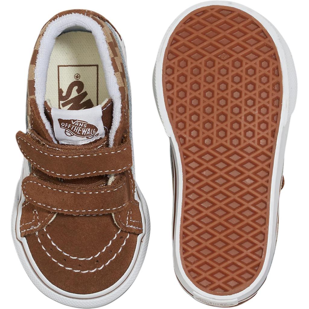 Vans Sk8 Mid Reissue Comfortable Versatile Durable Mid-Top Walking Shoes Baby Shoes Brown White VN000D0PBF2