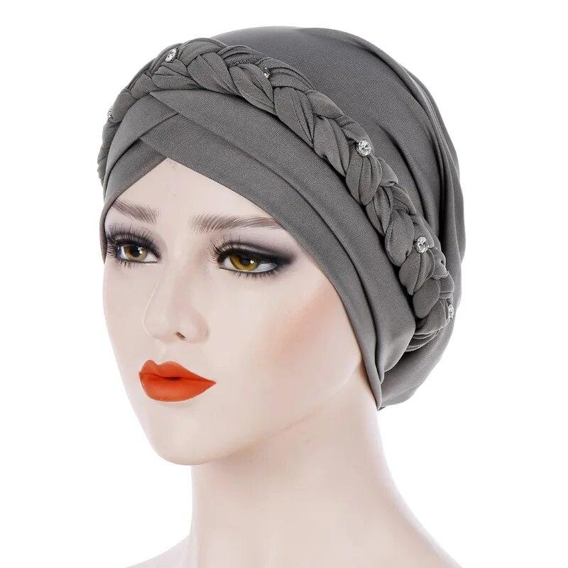 Diamonds Braid Turban Caps for Women Head Wraps