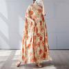 Übergröße Bohème Print Maxi Langkleid für Damen Floral Lässig Baumwolle Leinen Locker Vintage Vestidos Para Mujer Robe Kleider