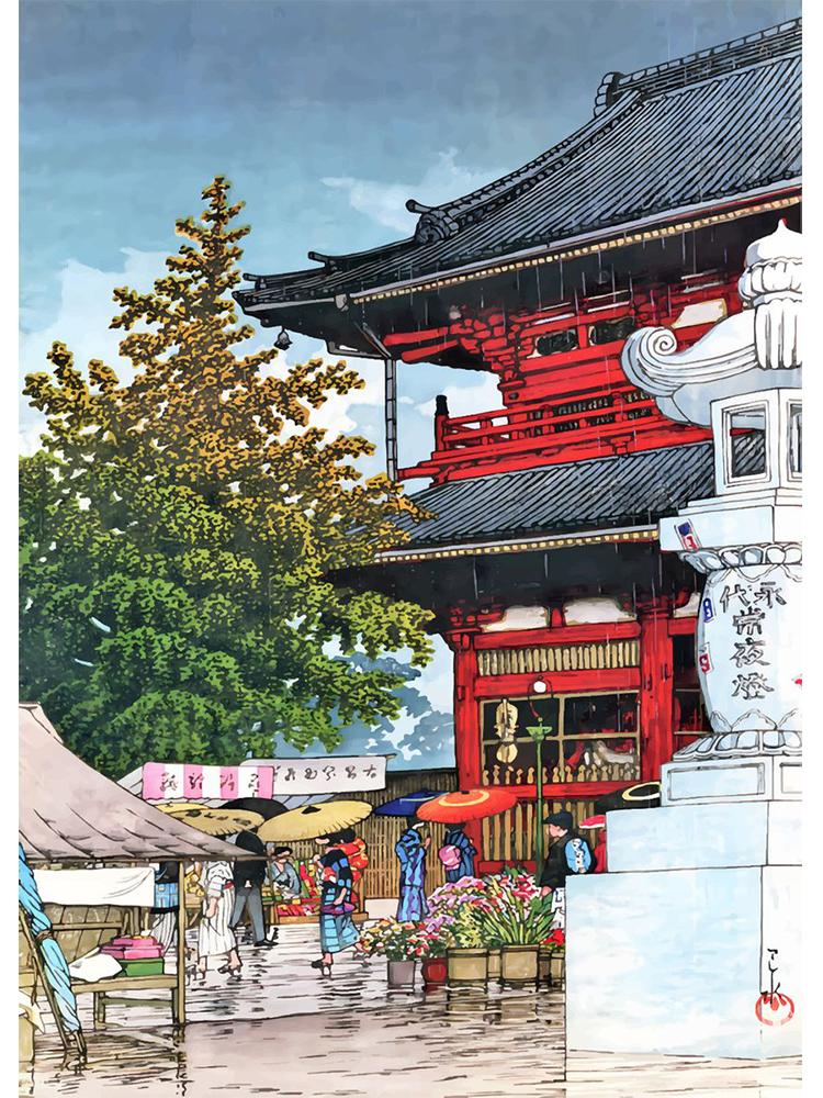 Retro Art Japanese Landscapes Cartoon Poster Canvas Painting Janpan Building View Wall Art For Living Room Home Decoration