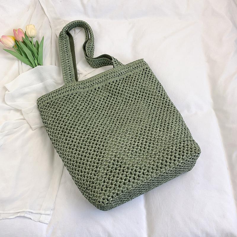 Mesh Tote Bag Women Summer Beach Handbag with Bold Lettering Casual Everyday Shopping Bag