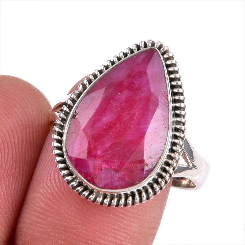 

Red Ruby(Simulated) Gemstone Handmade 925 Sterling Silver Jewelry Ring S.7 z3q62