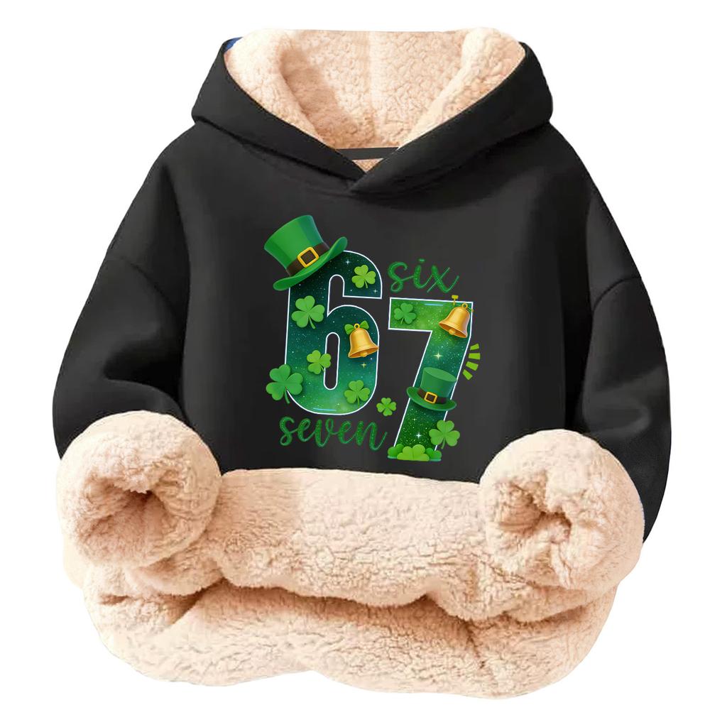Children's Fashionable Printing Casual Fleece Hooded Loose Fit Hoodie Without Pockets