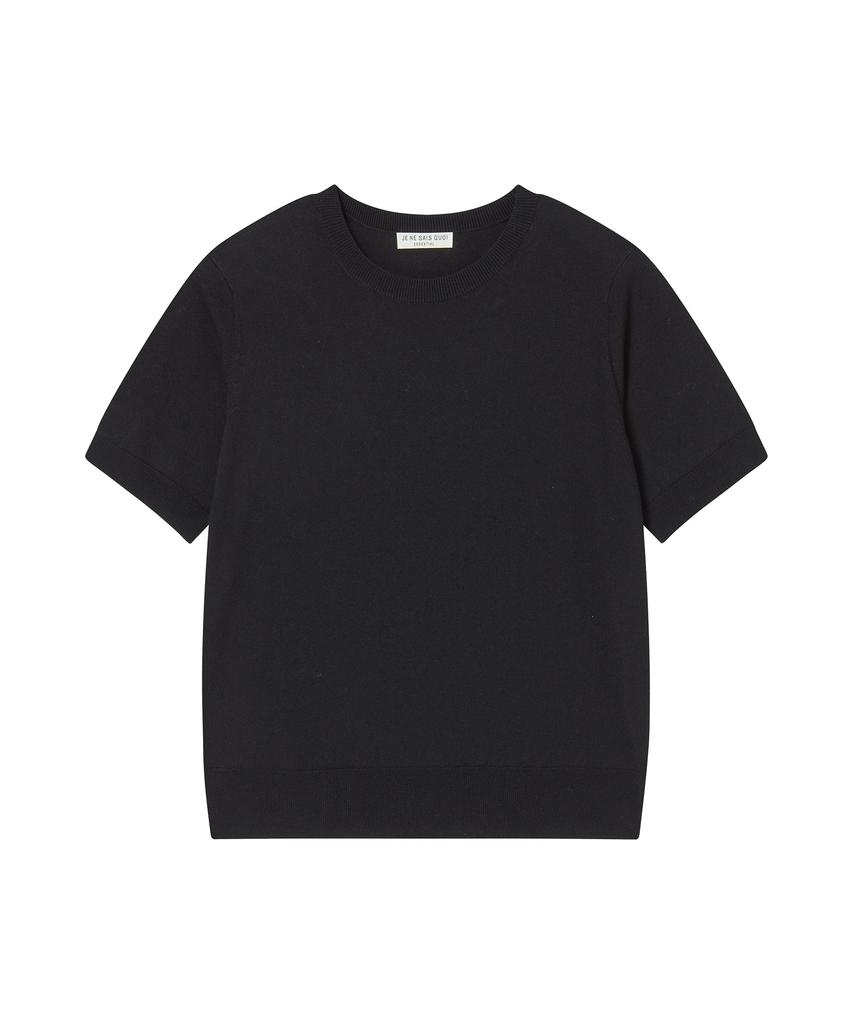 Jeunesse Quoi [Essential] Cashmere Light Short Sleeve Crew Neck_Black