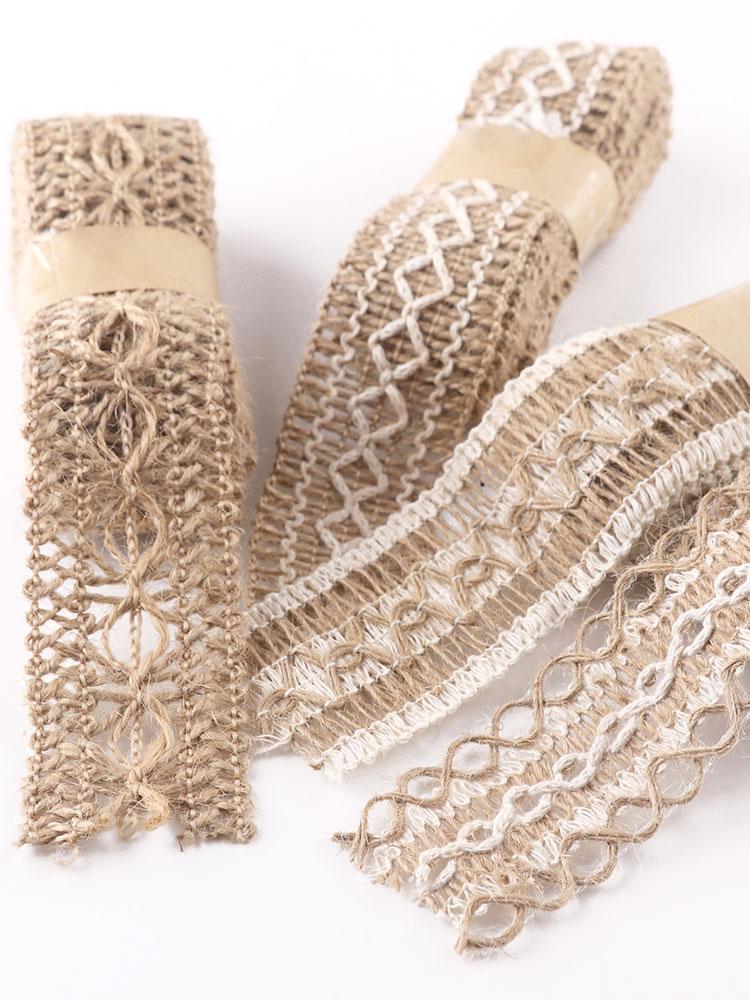 Lace Linen Roll Lace Hemp Rope Glass Bottle Decorative Rope Handmade Diy Material Weaving Wide Flat Hemp Weaving
