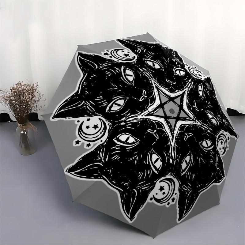 1pc Cat Mandala Automatic Open/Close Umbrella Compact Folding Umbrella, All-Season Portable Umbrella for Women/Men251