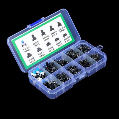 180 Stück taktile Drucktastenschalter Micro Momentary Tact Sortiment Kit 10 Werte 6 x 6 mm 4 Pin Micro