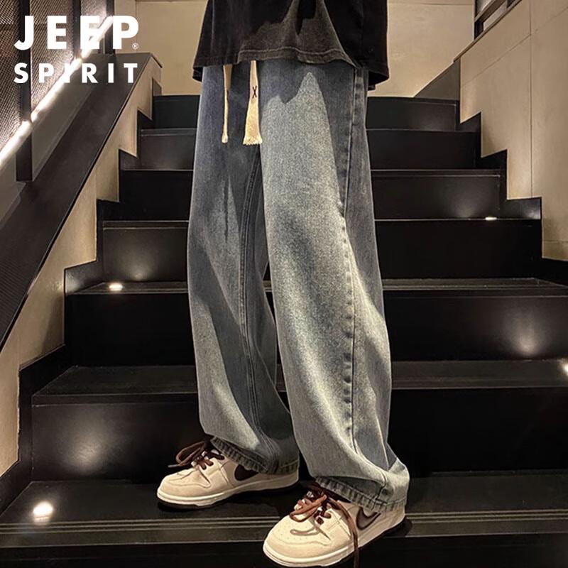 JEEP SPIRIT Men's Retro Straight-Leg Jeans